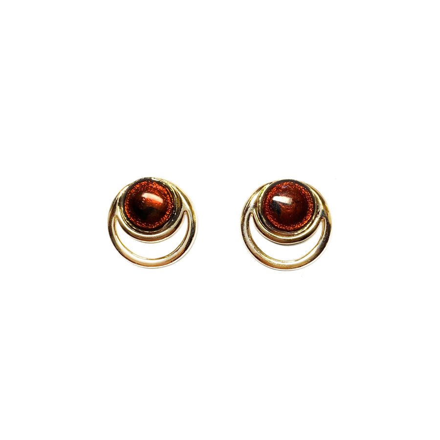 Vintage Gold-plated Resin Round Earrings