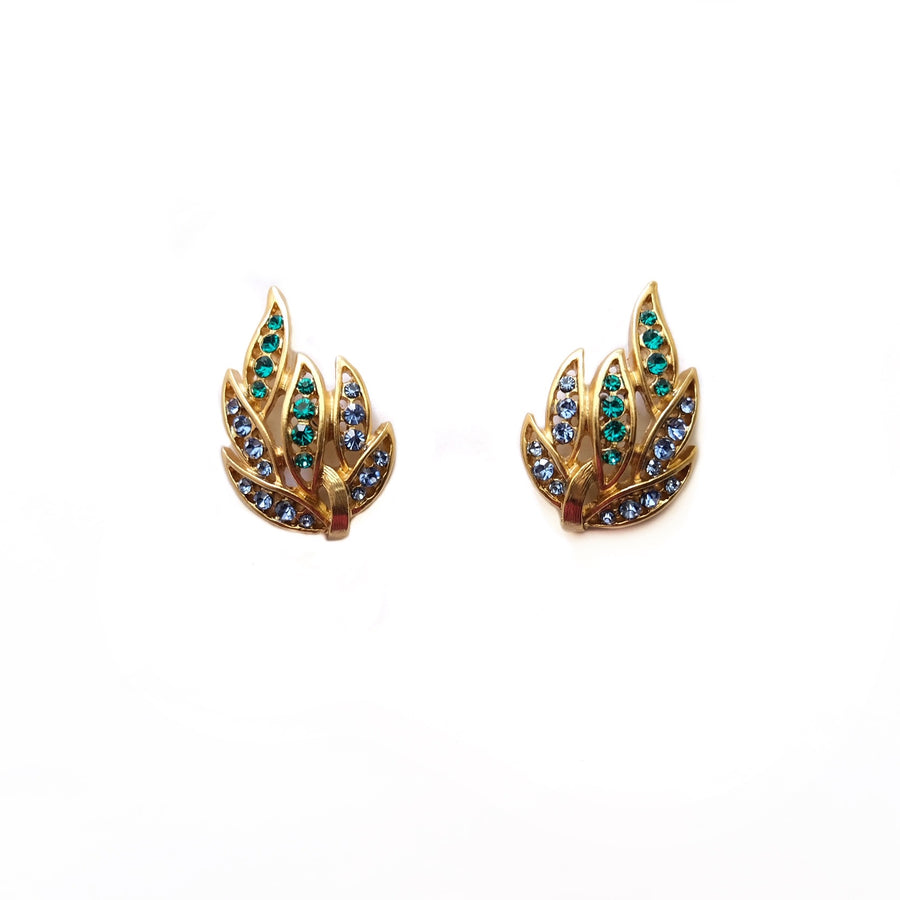 Vintage 18K Gold-plated Gemstone Earrings
