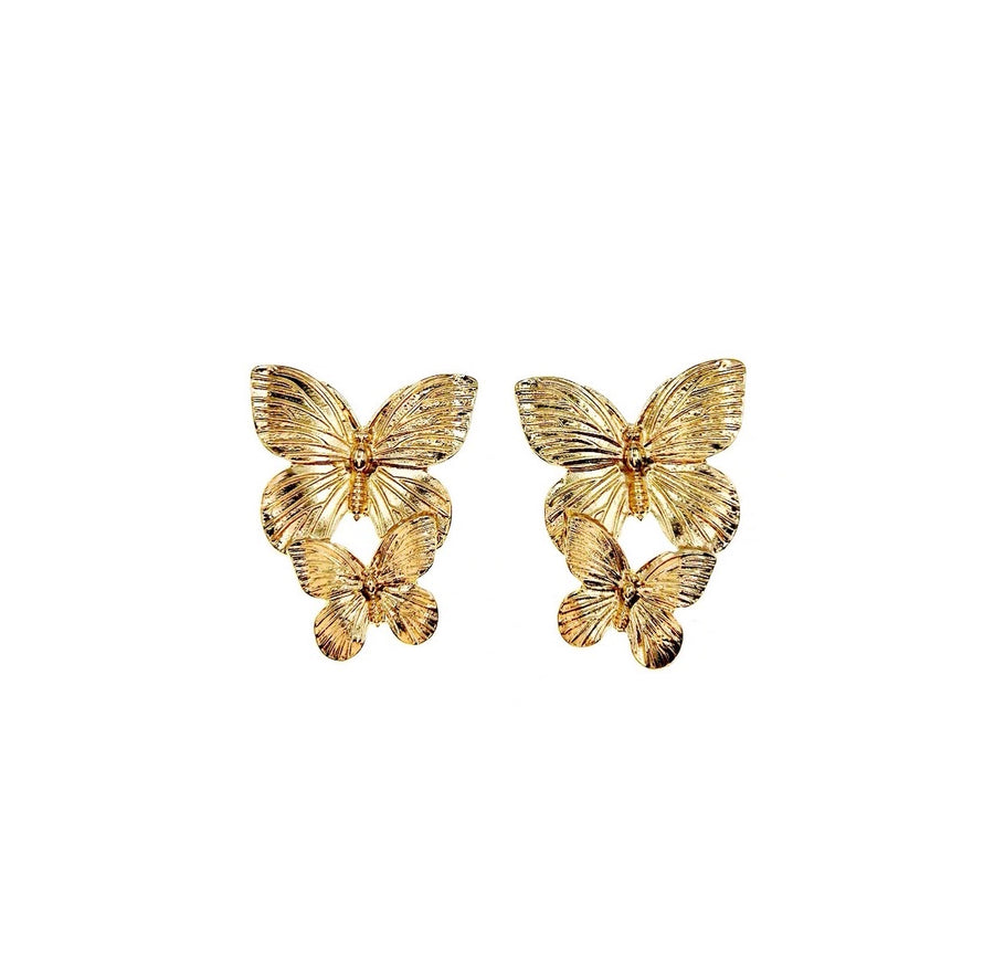 Glossy 18K Gold-plated Butterfly Earrings