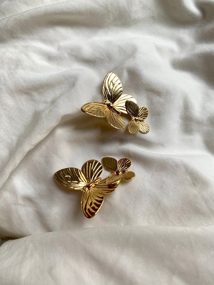 Glossy 18K Gold-plated Butterfly Earrings