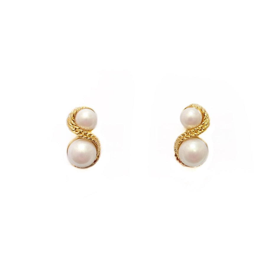 Vintage Gold-plated Pearl Stud Earrings