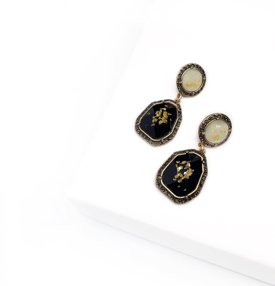 Vintage Gold-glittering Resin Drop Earrings