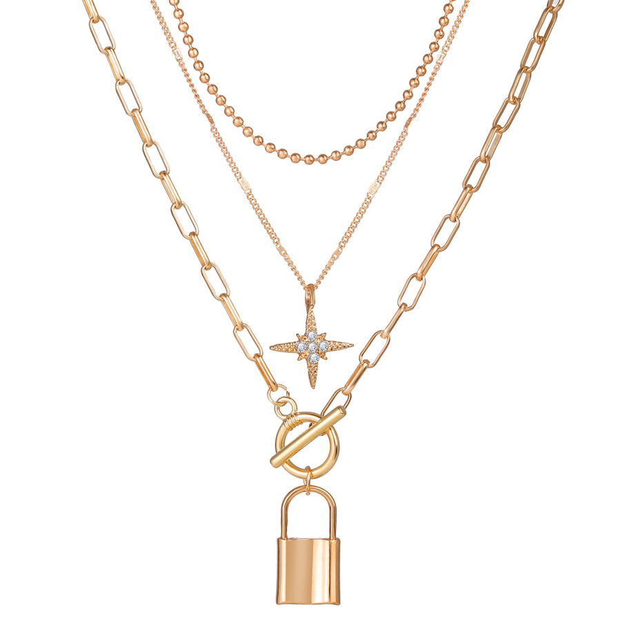 Aesthetic Gold-tone Crystal Necklace