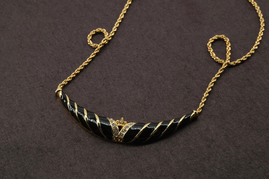 Vintage 14K Gold-plated Enamel Necklace