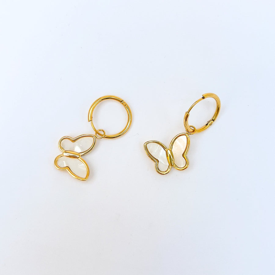 Aesthetic 18K Gold-plated Stainless Steel Butterfly Huggie Earrings