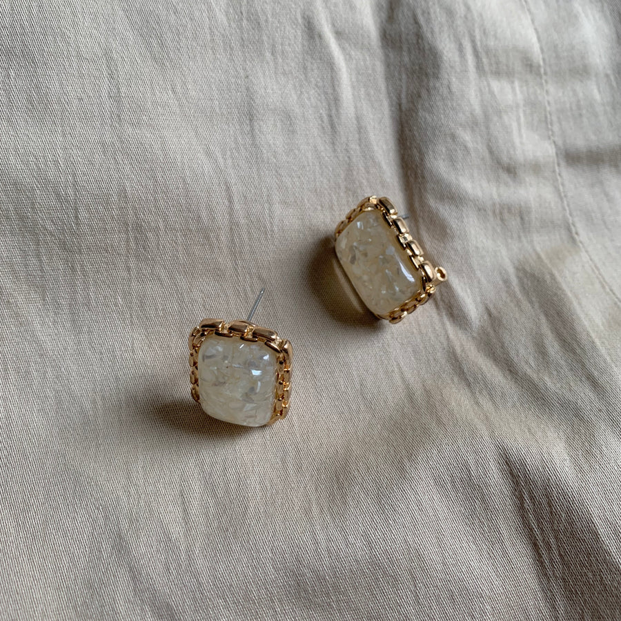 Vintage Gold-tone Gemstone Stud Earrings