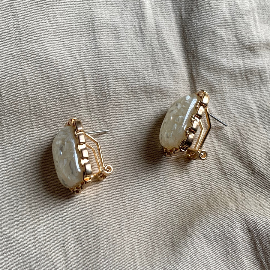 Vintage Gold-tone Gemstone Stud Earrings