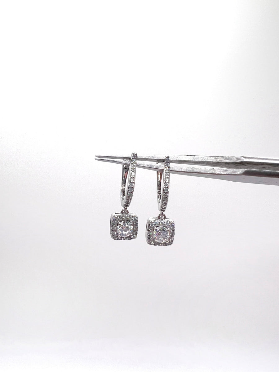 Sparkling Rhodium-Plated Sterling Silver Huggie Earrings
