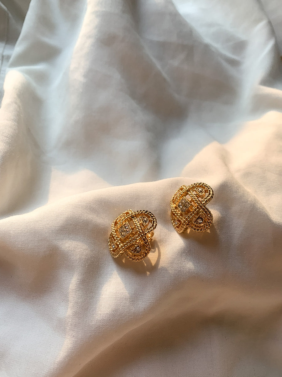 Vintage Titanium Gold-plated Zirconia Earrings