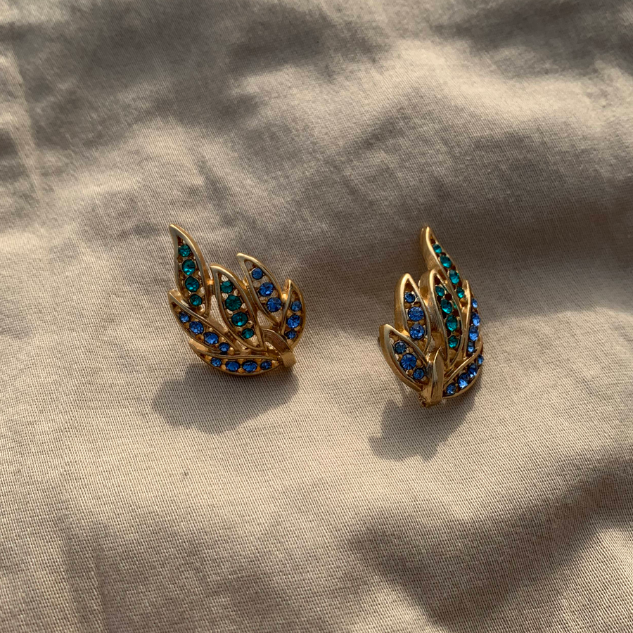 Vintage 18K Gold-plated Gemstone Earrings