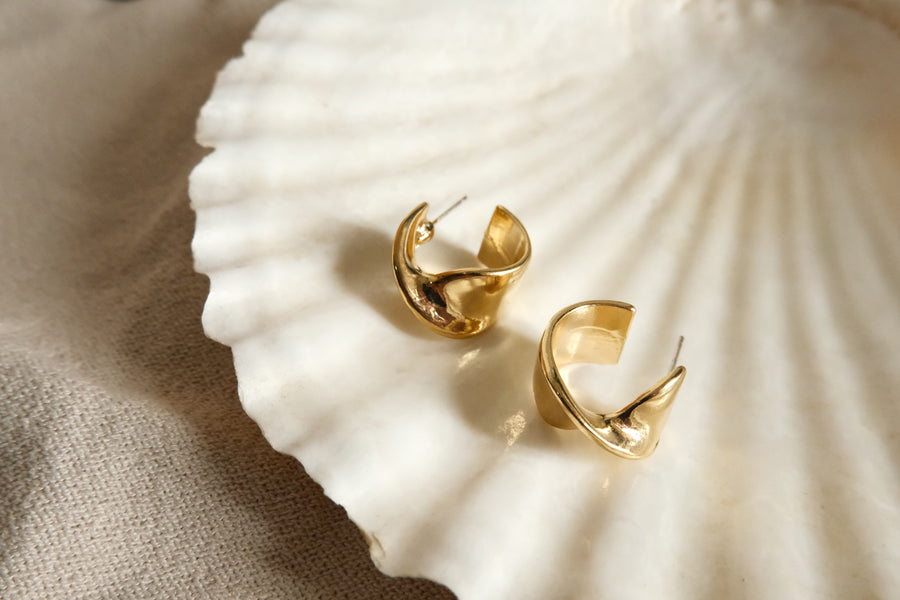 Modern Gold-tone Twisted Hoop Earrings