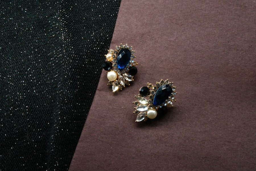 Vintage Zirconia Gemstone Stud Earrings
