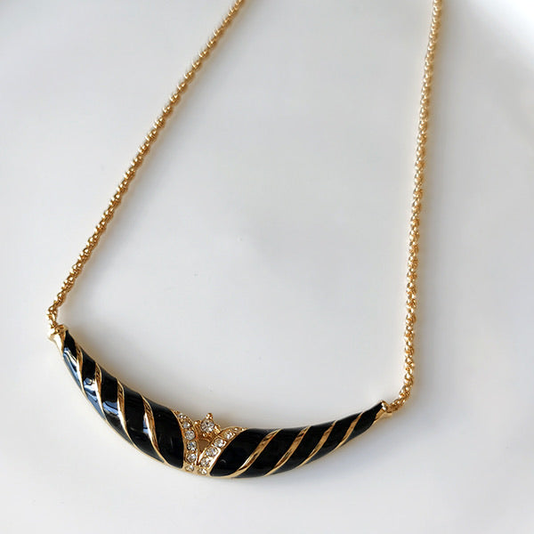 Vintage 14K Gold-plated Enamel Necklace