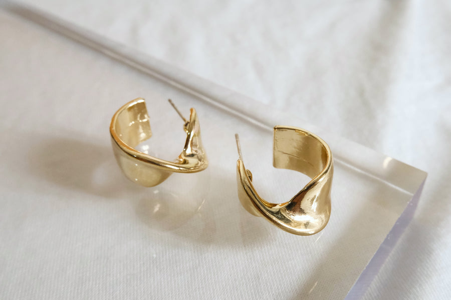 Modern Gold-tone Twisted Hoop Earrings