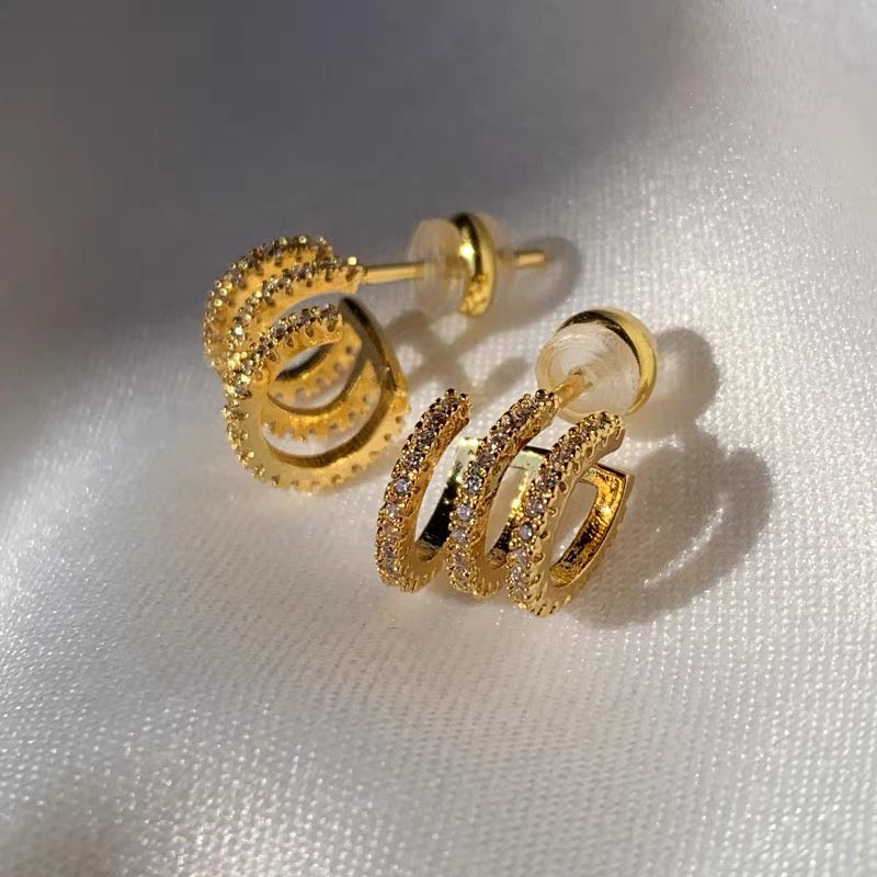 Nostalgia 18k Gold-plated Zirconia Huggie Earrings
