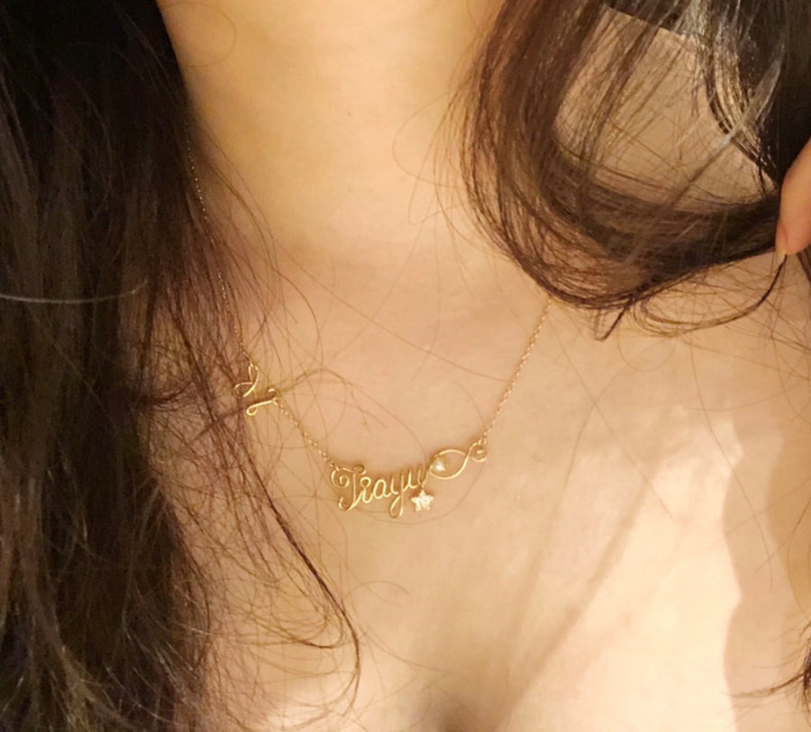 Handmade 14K Gold-plated Initials Necklace
