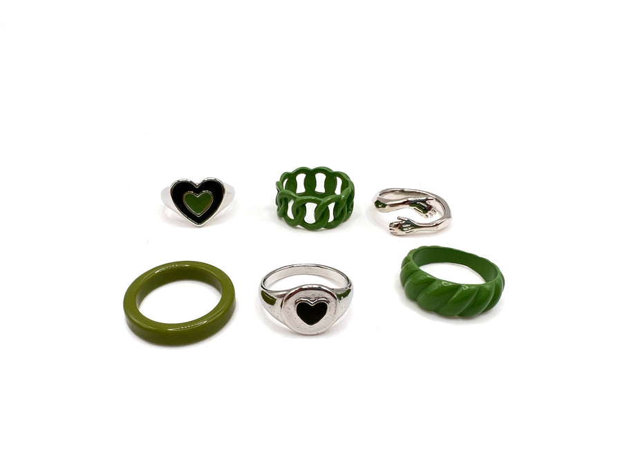 Y2K Aesthetic Silver-tone Ring Set